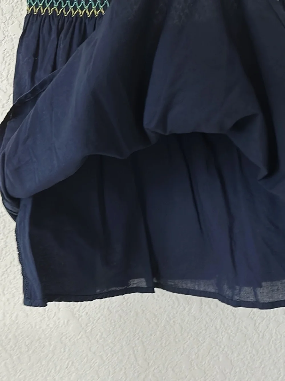 GAP • Girls Small Navy Floral Embroidered Boho Short Sleeve Dress